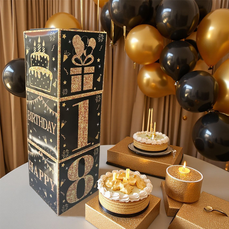 Cross-Border Ritual Decoration Birthday Box Party Decoration Festive Atmosphere One-Year-Old Decoration Supplies Surprise Props