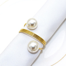 酒店餐具珍珠餐巾扣简约弹簧餐巾环餐巾圈金属口布环厂家批发