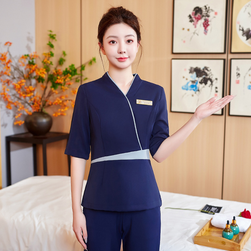 高級美容師作業服、女性用パンツスーツ、ヘッドセラピストフットバススパヘルスセンター、マッサージ作業服|undefined