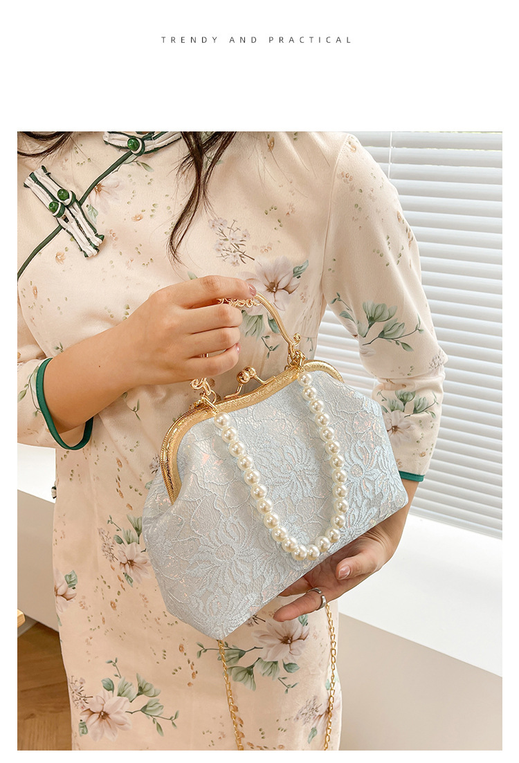 Grouss Kapazitéit Spitzeklammer Damentasch Handtasch Schëllertasch Cheongsam Tasch High-End Kaddo Antik Tasch Perl Handtasch_voghion.com