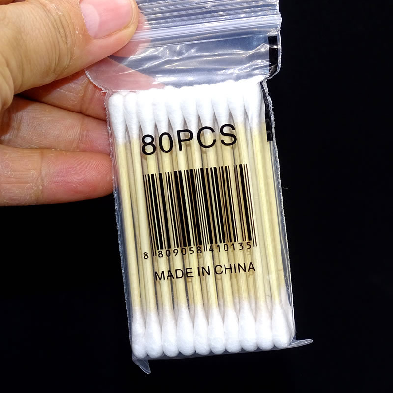 30 bolsas de máquina de algodón envasado desechable de doble cabeza limpia barra de algodón doméstica para el baño de algodón de maquillaje