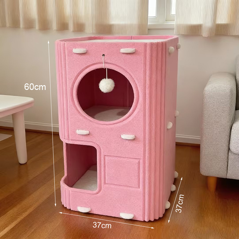 더블 레이어 핑크 고양이 둥지(패드는 포함되어 있지 않음)