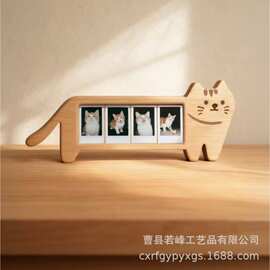 跨境可爱猫咪木质相框情侣日常纪念相框摆台宠物成长相框画框礼物