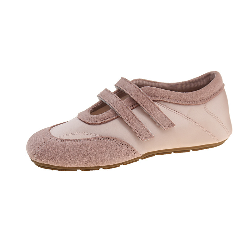 Velcro retro punta redonda boca baja zapatos individuales mujer 2025 nuevos zapatos de entrenamiento alemán con falda de fondo plano Doudou abuela marea