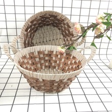 仿藤编织收纳筐水果篮超市零食手工编织面包果篮塑料蔬菜果篮批发