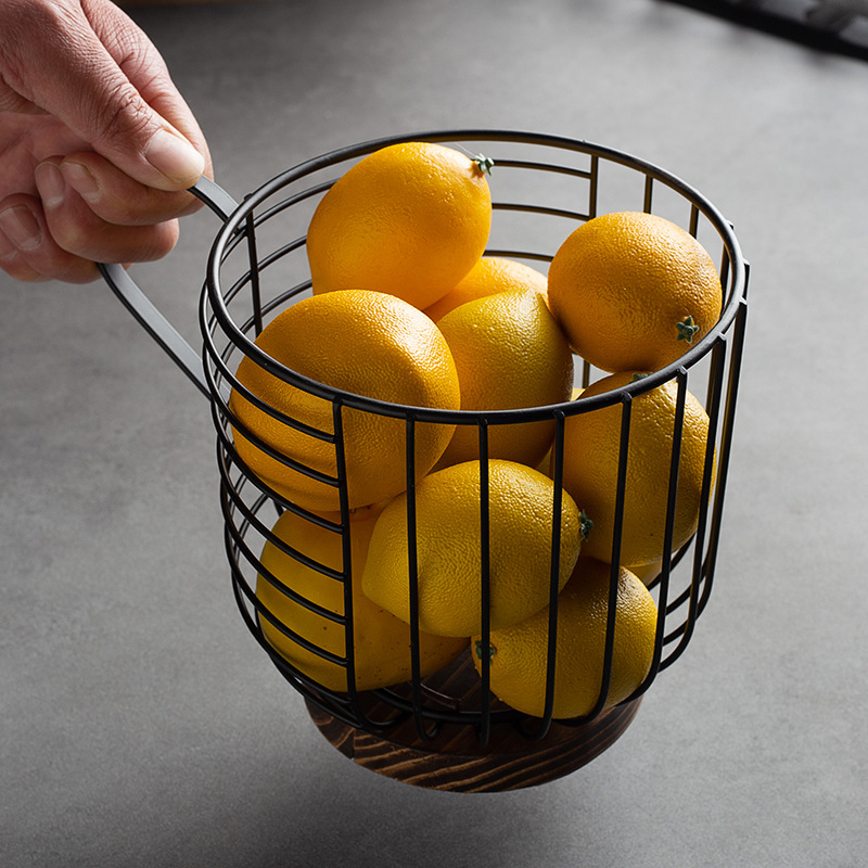 Nórdico plato de fruta creativo transfronterizo sala de estar gancho multicapa plato de fruta de madera de hierro simple plato de fruta de almacenamiento cesta de plátano