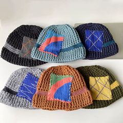 韓國小眾設計師款潮人彩虹毛線帽女ins手工秋冬保暖針織漁夫帽子