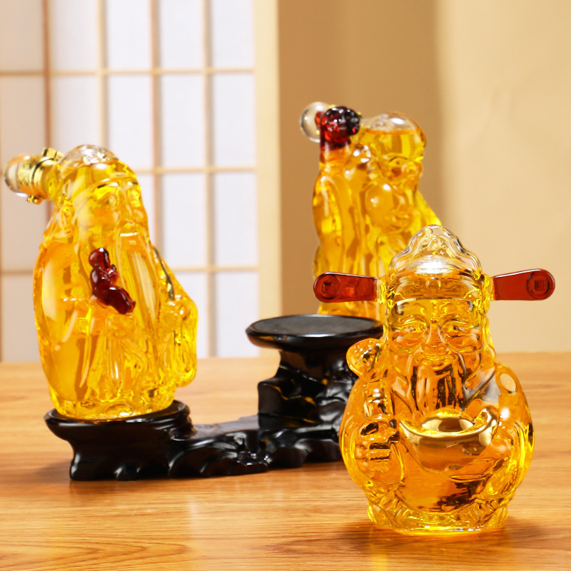 透明玻璃福禄寿泡酒瓶高硼硅酒瓶异形酒瓶工艺摆件储酒器