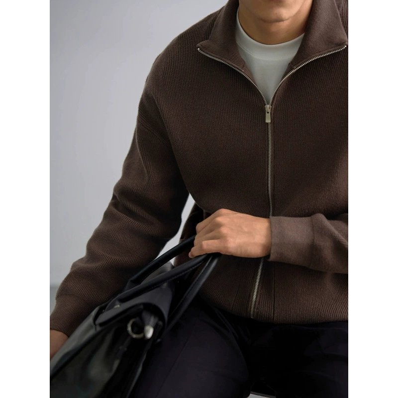 Демисезонный свитер с молнией, куртка, модный сет, Slim fit