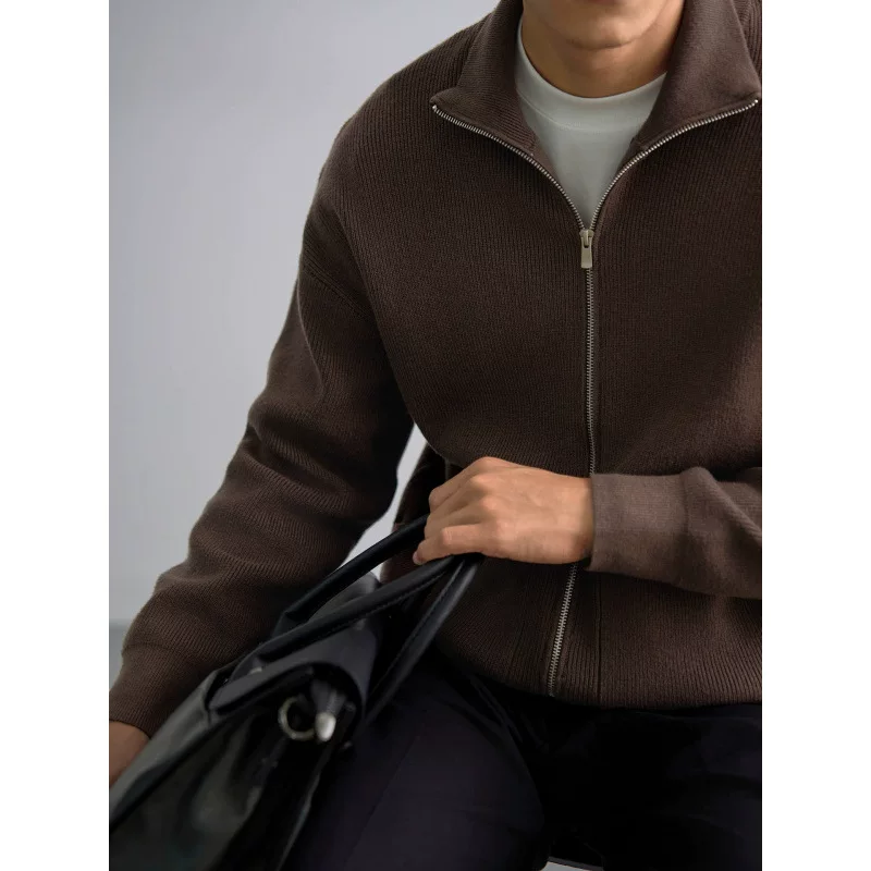 Демисезонный свитер с молнией, куртка, модный сет, Slim fit