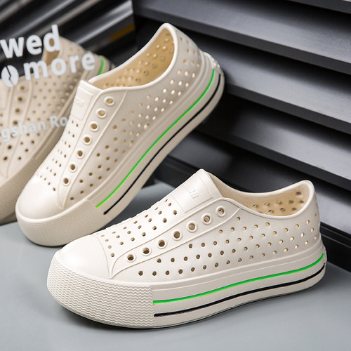 Cross-border thick sole hole shoe for women, outdoor casual white shoes, height-increasing sandals, slip-resistant, anti-odor, beach and sand shoes for wholesale.
