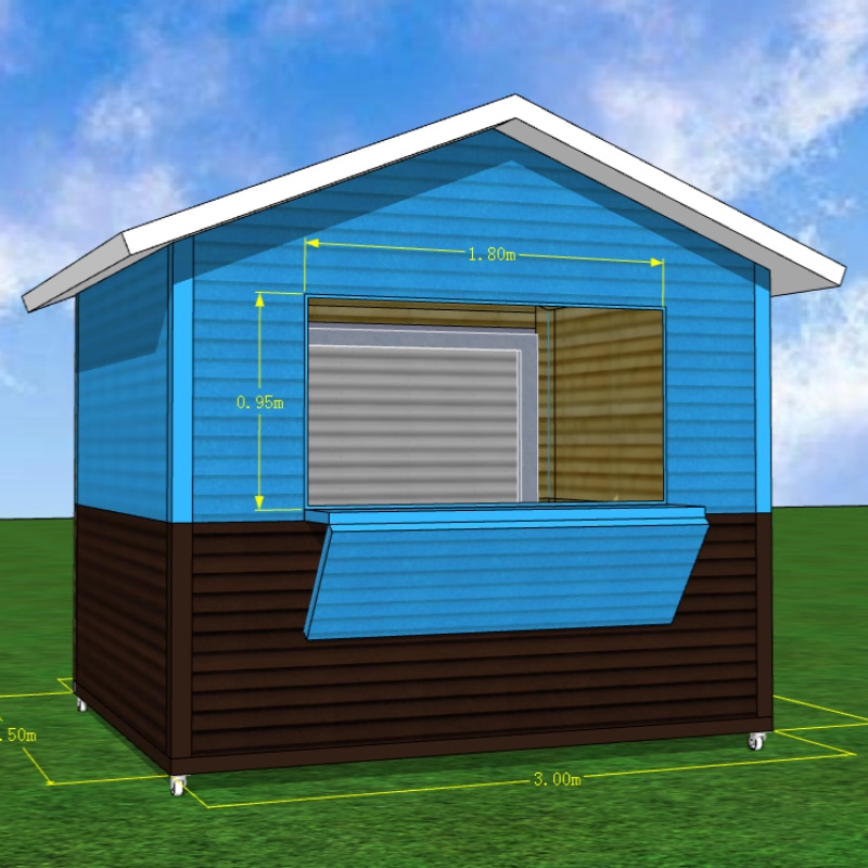 Área escénica al aire libre anti-corrosión quiosco de madera montado patio de recreo móvil quiosco de trabajo chalet tienda de comida bar