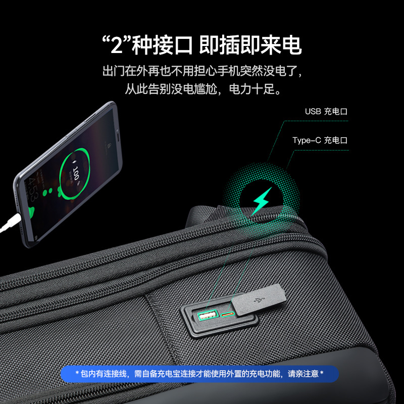 Mochila para Computadora de Negocios de Nailon con Carga USB e Impermeable para Viajes de Negocios
