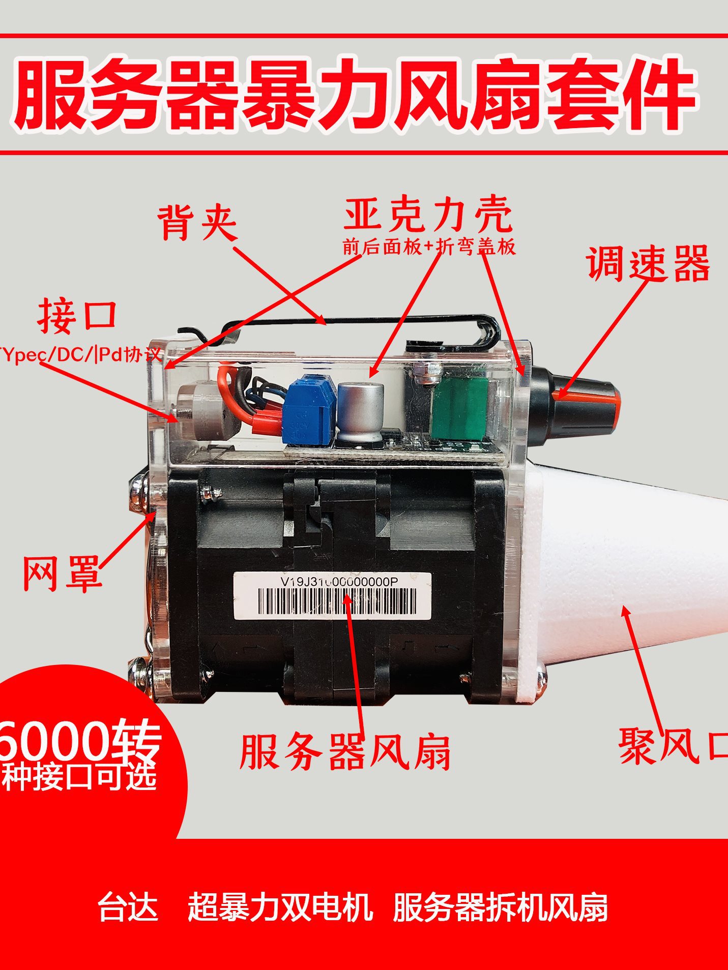 4056服务器风扇外壳，亚克力全透明DIY配件，打造自己的风扇