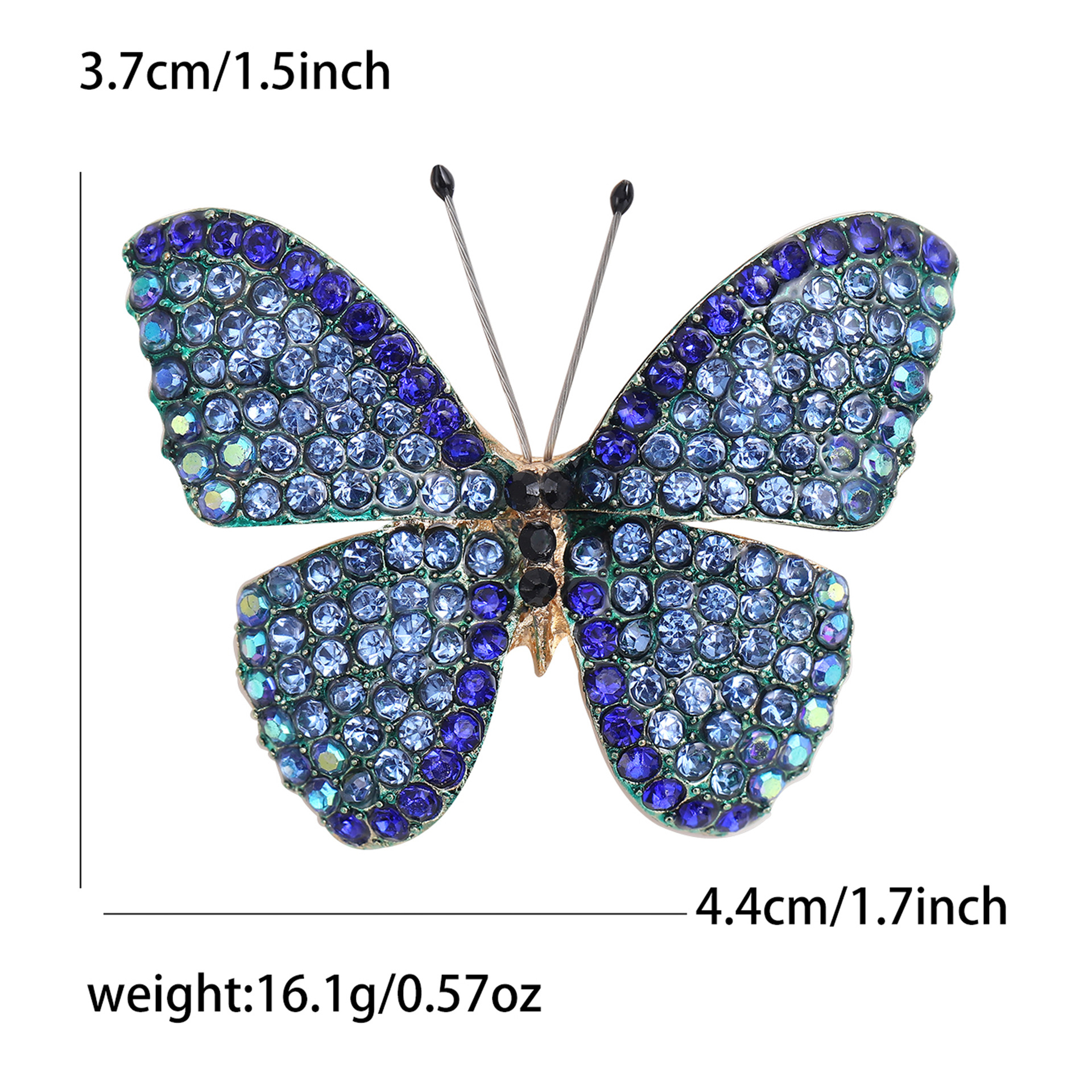 Broche de mariposa con estrás elegante para abrigo y traje mujer_voghion.com