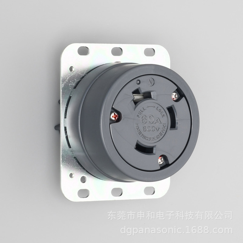 AMERICAN DENKI美国电机暗装插座3660 3662R 60A美规工业插座议价