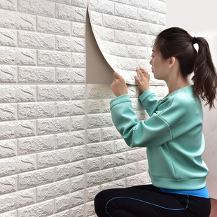 Self-Adhesive Wallpaper 3D Stereo Wall Stickers Wood Grain Living Room Bedroom Wall Skirt Wall Paper Foam Brick Waterproof and Moisture-Proof Stickers
