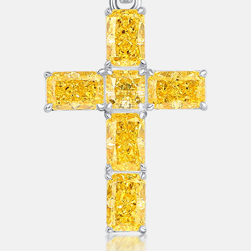 Wilsheng nuevo S925 cruz de plata de alto carbono diamante colgante europeo y americano rap hip hop hombres y mujeres clavícula Cadena de alto sentido