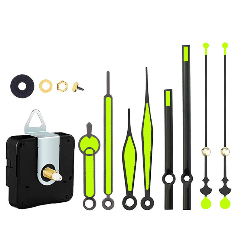 Set completo de movimiento de reloj nuevo modelo, venta caliente transfronterizo, silencioso y fluorescente luminoso, aguja de reloj metálica, para reloj de pared DIY