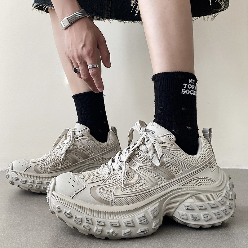 Mecha Tire Tank Shoes Height-Increasing Men's Shoes Dad Shoes Sports Trendy Shoes Versatile Spring Autumn Winter Thick-Soled New Model