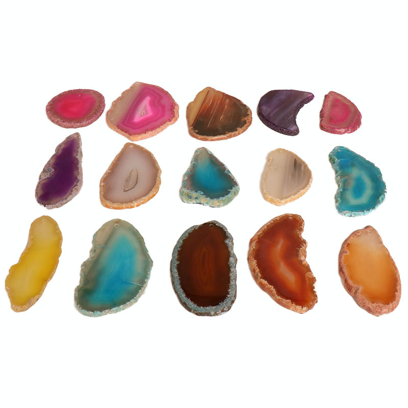 Tiktok natural piedra cruda rebanada ágata paisaje color carillón de viento pieza colgante no agujero pieza de ágata