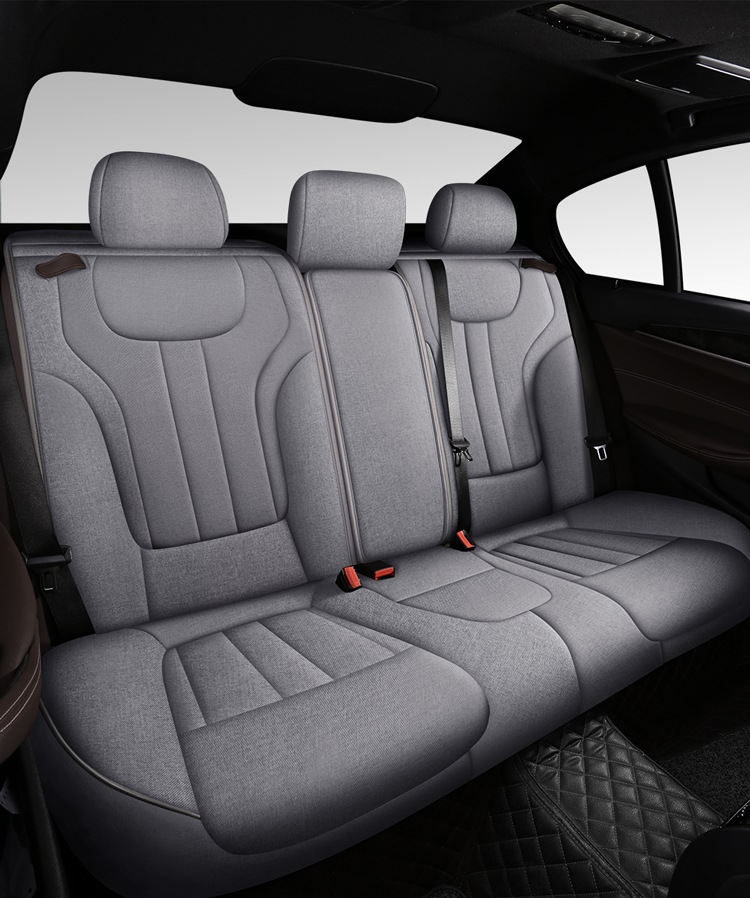 Linen Car Seat Cushion for Volkswagen Tiguan L, 360-Degree Full Coverage, Breathable, Suitable for All Seasons, 2022 Model New Seat Cover