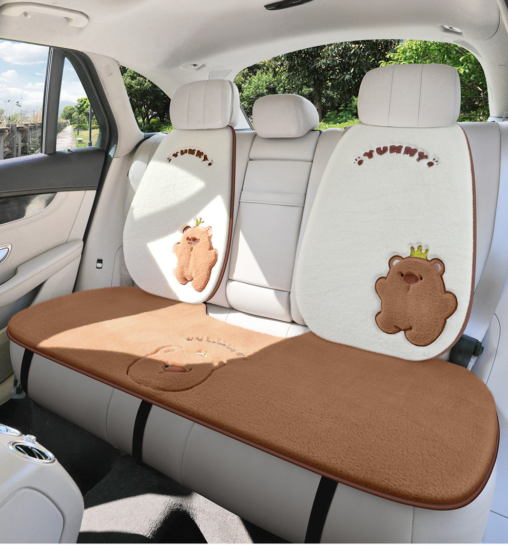 Car Seat Cushion Winter Universal Cartoon Seat Pad Half-Cover Cushion Simple Car Mat Rear Seat Cute Plush Cushion