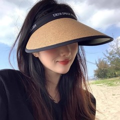 新しいスタイルの女性用中空帽子、ビニール日焼け止め帽子、夏の紫外線防止、大きなつば、ビーチサンシェード、サイクリングフェイスカバー