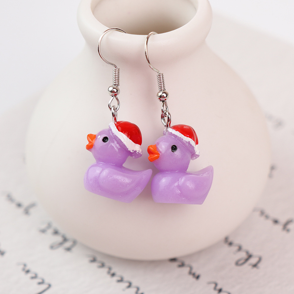 Wholesale Jewelry Cute Duck Resin Drop Earrings display picture 3