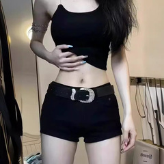 アメリカのギャルの低い腰のジーパンの女性の夏の弾力のストレートなズボンのショートパンツはぴったりとしています。