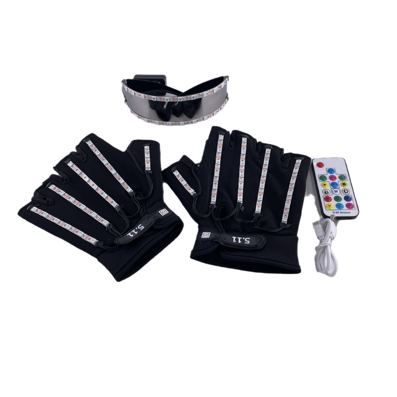 Guantes de Wolverine LED coloridos control remoto carga LED ilusión gafas luminosas espectáculo musical luminoso escenario props