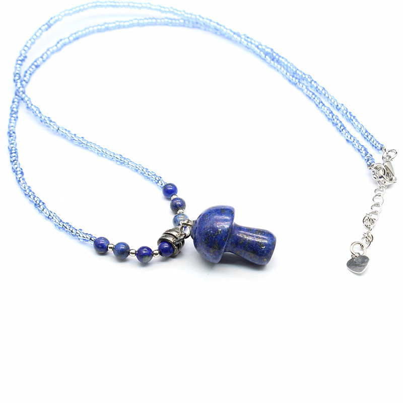 15g Weight Pendant Necklace Classification Alloy Chain Material Beaded Chain Chain Type Holiday Occasion Crystal Material Mushroom Pattern Spring&Summer Season Women's Gender Polishing Design Vacation, Classic Style Style Vacation Classic Style Mushroom Crystal Beaded Chain Beaded Necklaces Wholesale 14