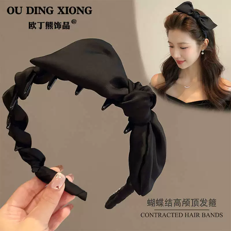 Ободок (OU DING XIONG) с бантом, высокий верх, мягкая набивка, заколки для умывания