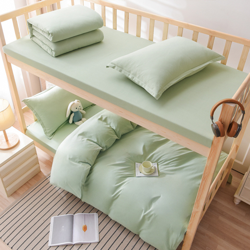 Juego de algodón cepillado de tres piezas Juego de algodón de cuatro piezas Ropa de cama para dormitorio de estudiantes 0.9m Ropa de cama individual Ropa de cama Funda de edredón