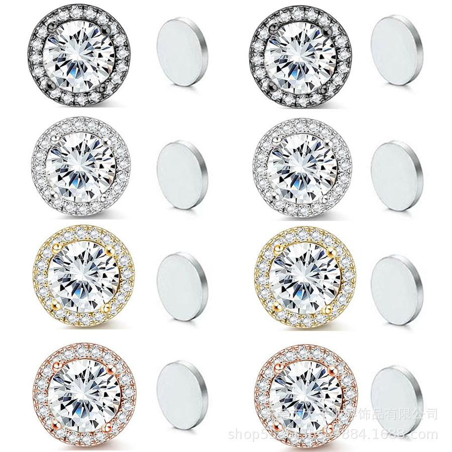 TikTok Live Selling Fashion Mosan Diamond Full Diamond Round Bag Earrings Earrings Women Accessories Earrings Men and Women