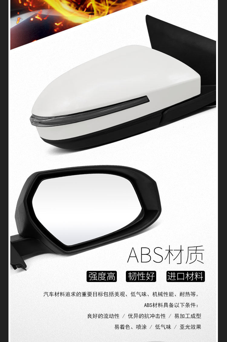 Suitable for Venucia D60 Rearview Mirror Assembly, 2017 to 2023 Models, Left and Right Side Exterior Rearview Mirrors, Complete Set