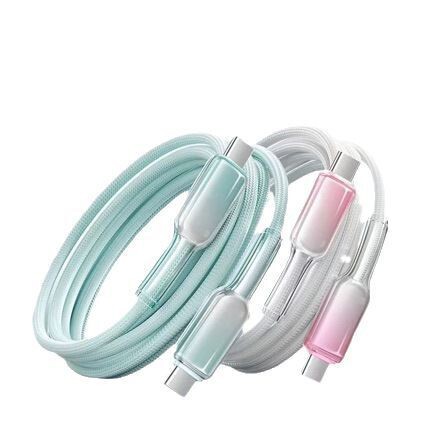 高速充電クリスタル透明なグラデーション編組データケーブル PD27W Apple 15/16 携帯電話 60W デュアル Typec 充電ケーブルに適しています|undefined