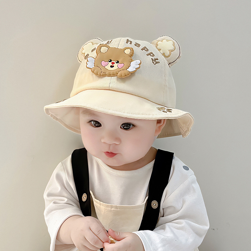 2025 nuevo sombrero de pescador de oso de primavera y otoño lindo niño niña todo fósforo sombra bebé sombrero para el sol estilo fino de verano