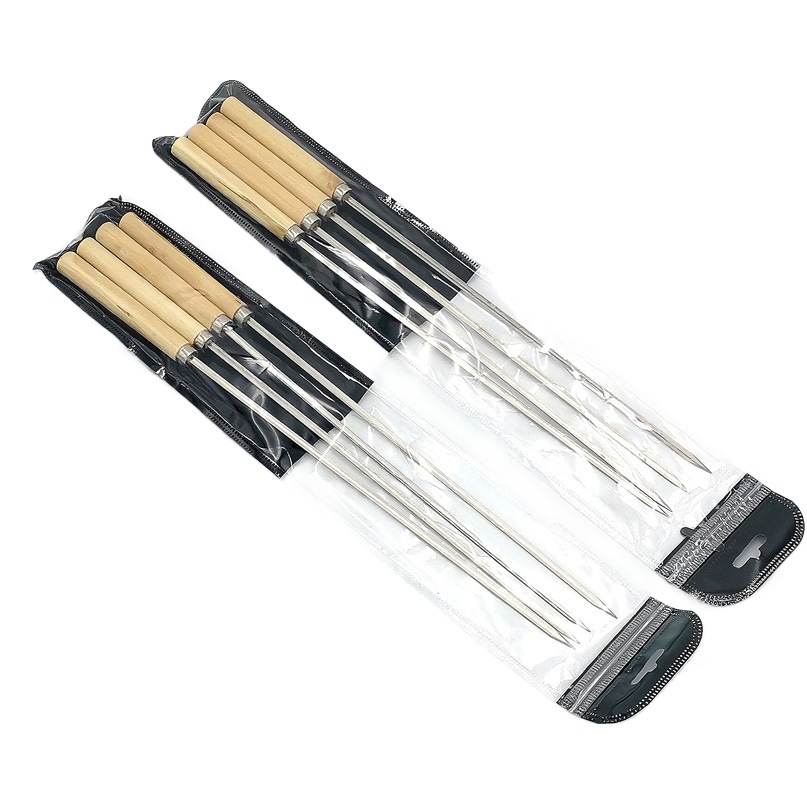 G1443 cuatro palos de barbacoa desechables para llevar barbacoa redonda palo pinchos de cordero pinchos barbacoa palo de hierro barbacoa