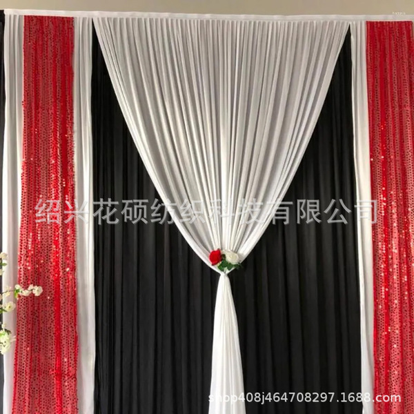 Wedding stage background Decoration curtain cloth black and white…