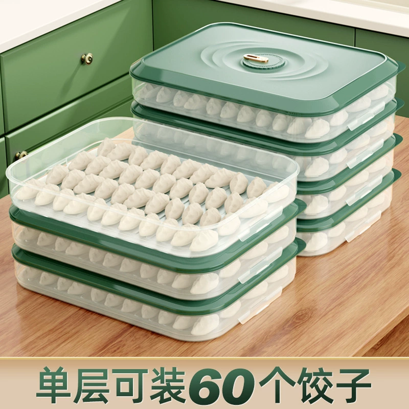 Multi‑layer Time dumpling storage box, food‑grade PP, stackable 1–4 layers, freezer safe