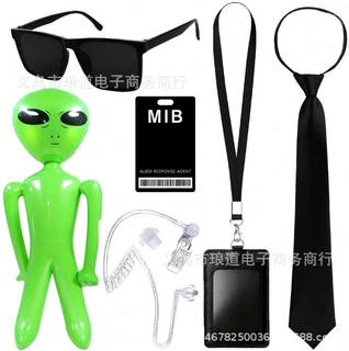 外星人公仔黑色墨镜领带MIB挂绳耳机耳麦装扮配饰套装