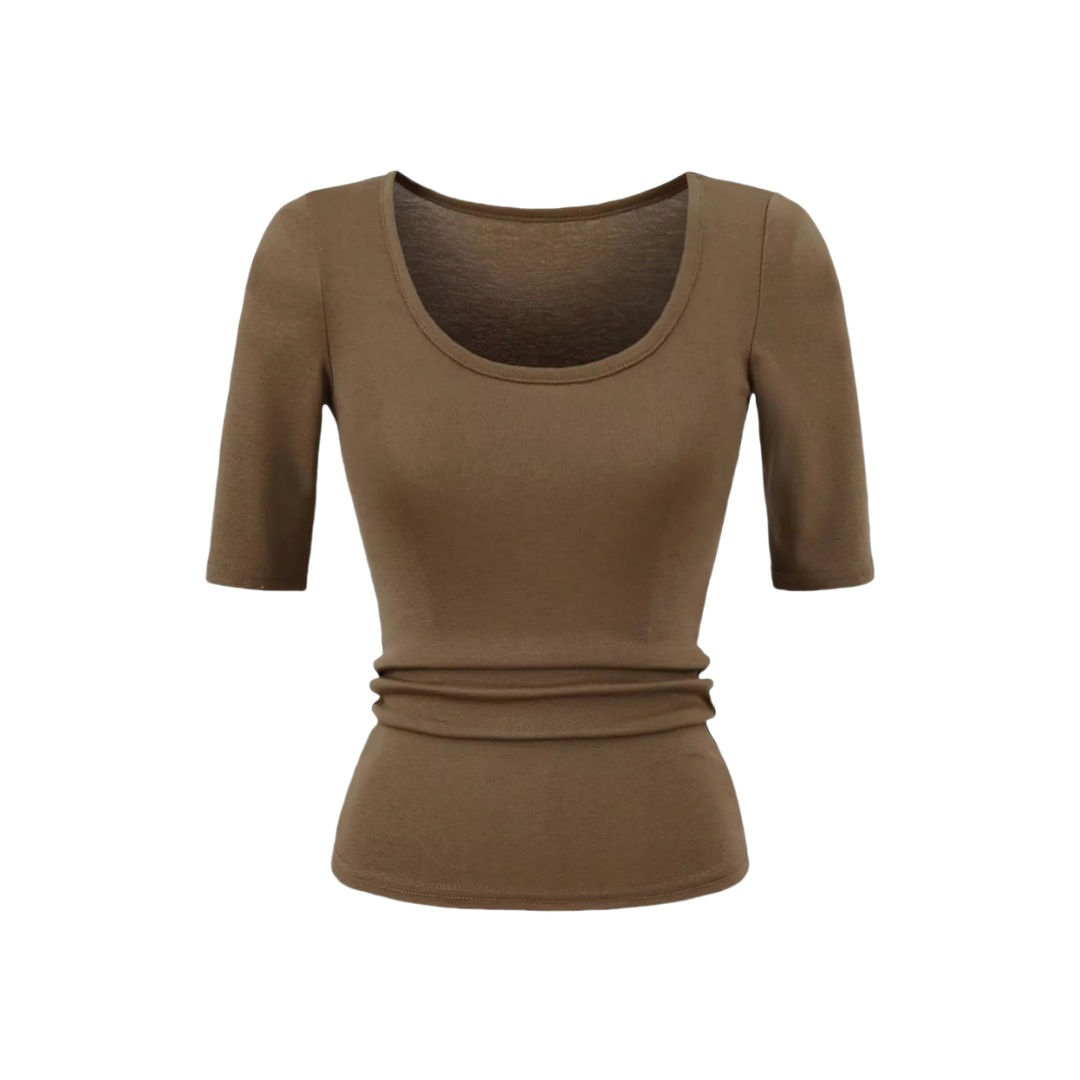 American Summer New Style U-Neck Inner Layering Shirt, Three-Quarter Sleeve Top, Pure Lust Hottie Tight Elastic Slim T-Shirt