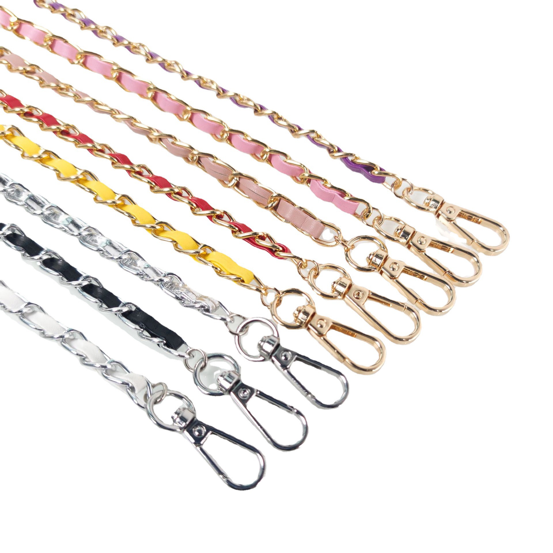 woven polyurethane shoulder bag on chain