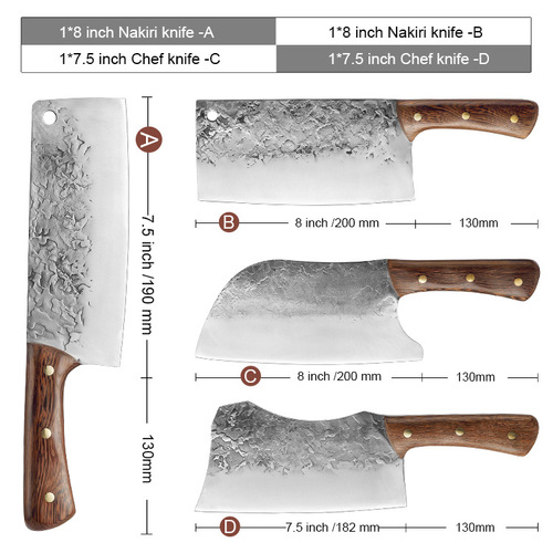 Chinese forged clamp handle chopping knife, sharp kitchen meat slicing knife, chicken, duck and goose meat knife, rib chopping knife