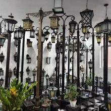 太阳能欧式双头led庭院灯户外防水复古花园景观灯工业风古风路灯