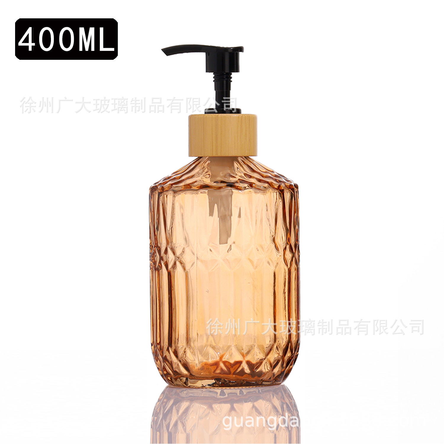 330ml; diamante medio naranja + cabeza de bomba de bambú y madera