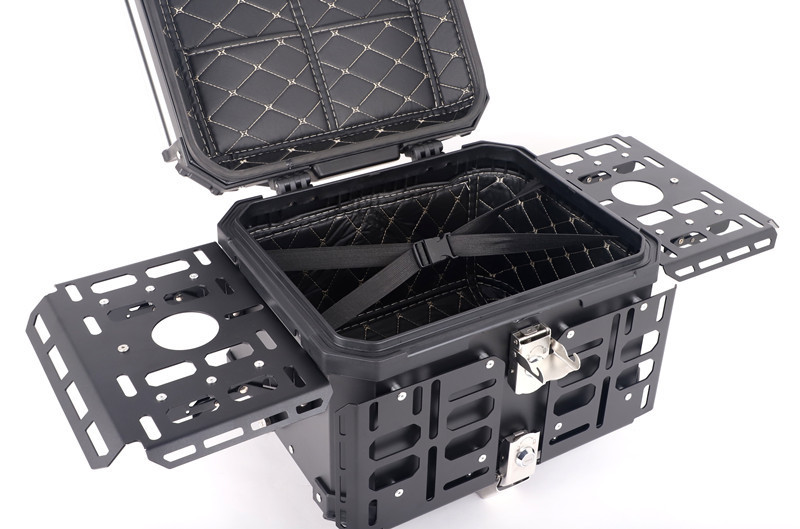 Motorcycle Modified Aluminum Alloy Quick-Release Tail Box 45L Dual Lock Waterproof Anti-Collision Universal Rear Tail Box Scooter Tail Box