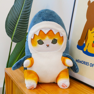 Cartoon cute shark cat transformation doll plush toy cross-border animal doll pillow children gift Dudu