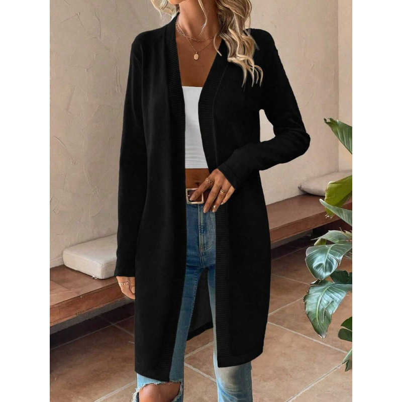 Y 31398 Solid Long Knit Cardigan Cross-Border Foreign Trade